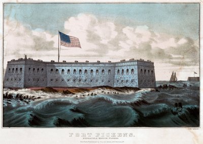Forte Pickens: Porto di Pensacola, Florida, c.1860 (litografia a colori) da Currier and Ives