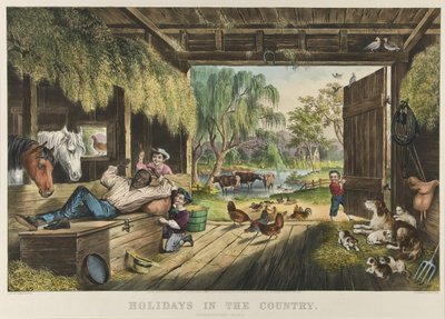 Vacanze in campagna, mosche fastidiose da Currier and Ives