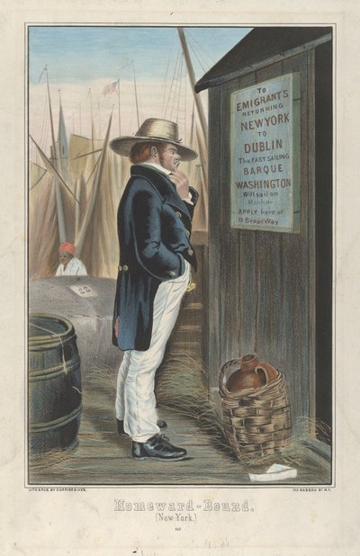 Verso casa (New York), c.1860 (litografia colorata a mano) da Currier and Ives