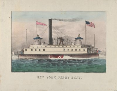 Traghetto di New York, c.1860-65 (litografia colorata a mano) da Currier and Ives