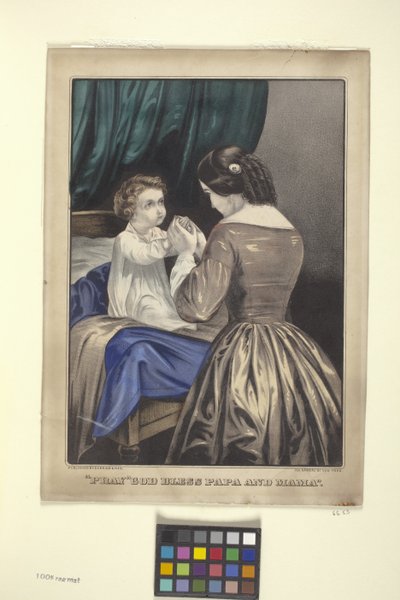 "Prega" Dio benedica papà e mamma da N. and Ives J.M. (1824 95) Currier