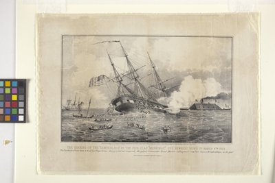 Affondamento del Cumberland da parte del Merrimac corazzato da N. and Ives J.M. (1824 95) Currier