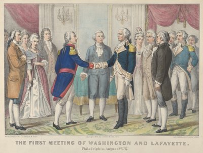 Il Primo Incontro tra Washington e Lafayette a Filadelfia, 3 agosto 1777 da Currier and Ives