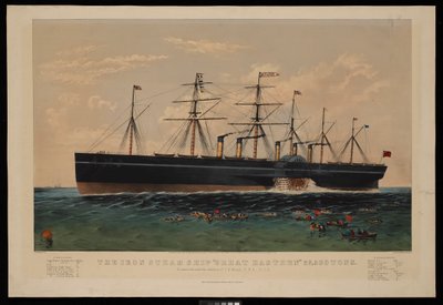 La nave a vapore di ferro Great Eastern... Costruita sotto la direzione di I K Brunel... da N. and Ives J.M. (1824 95) Currier
