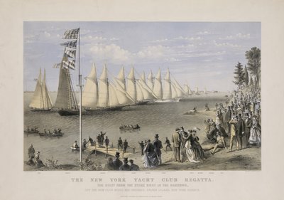 La regata del New York Yacht Club, c.1869 (litografia a colori) da Currier and Ives