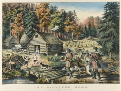 La casa del pioniere alla frontiera occidentale da Currier and Ives