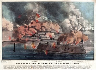 Il grande combattimento a Charleston S.C. 7 aprile 1863 da Currier and Ives