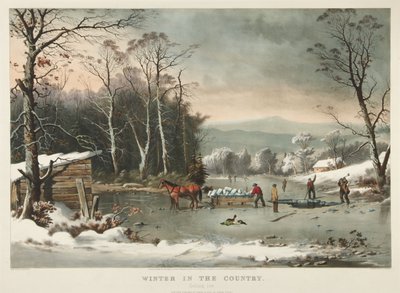 Inverno in campagna, raccolta del ghiaccio da Currier and Ives