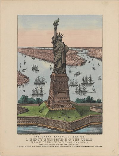 La grande statua di Bartholdi – La libertà che illumina il mondo da N. and Ives, J.M. Currier