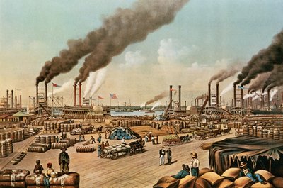 Il molo - New Orleans, 1884 da N. and Ives, J.M. Currier
