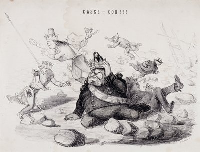 Dareneck!!! (Collo spezzato). Litografia di Gabriel Aubert, stampatore a Parigi che pubblica il giornale "La Caricature" da Nadar