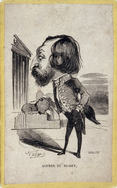 Ritratto-caricatura di Alfred de Musset, poeta e drammaturgo francese da Nadar