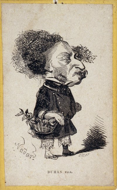 Ritratto caricatura di Alexandre Dumas Jr. (1824-1895), scrittore francese. Caricatura di Gaspard Felix Tournachon detto Felix Nadar (1820-1910) da Nadar