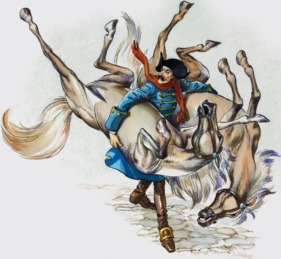 Le meravigliose avventure del Barone di Munchausen (gouache su carta) da Nadir Quinto