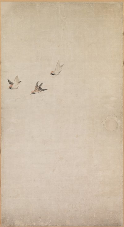 Cuccioli, passeri e crisantemi, 1754-1799 da Nagasawa Rosetsu
