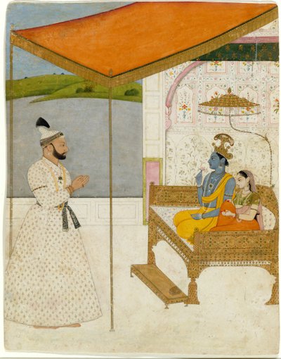 Visione di Krishna e Radha di Raja Balwant Singh, ca. 1745-50 da Nainsukh
