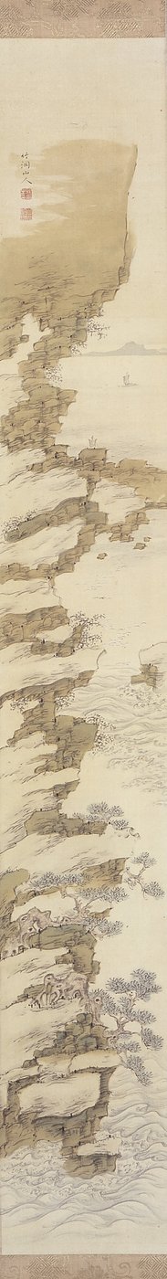 Paesaggio scoglioso con barche da Nakabayashi Chikkei