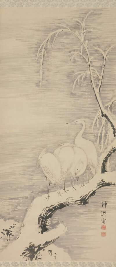 Aironi nella neve, ca. 1840 da Nakabayashi Chikuto