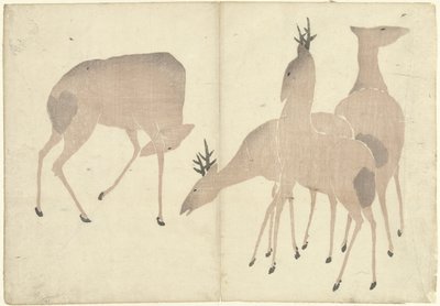 Quattro cervi Prentenalbum van Korin Korin gafu da Nakamura Hochu