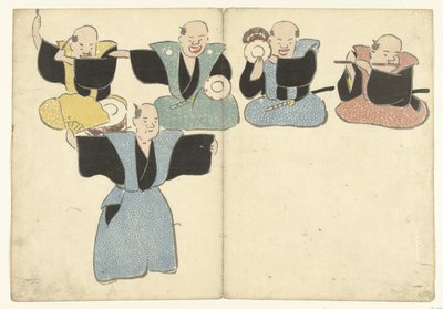 Quattro musicisti e un danzatore noh (serie: Prentenalbum van Korin) da Nakamura Hochu