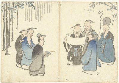 Sette dei della fortuna in una foresta di bambù da Nakamura Hochu