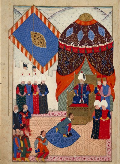 La ricezione del principe ereditario ungherese Zsigismond Janos da parte di Solimano I il 29 giugno da Nakkaş Osman