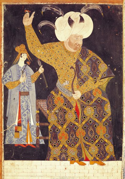 Ritratto del Sultano Selim II (1524-74) che scocca una freccia con l