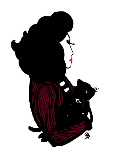 Gatto del giovedì della galassia, 2021 (inchiostro su cartoncino) da Nancy Moniz Charalambous