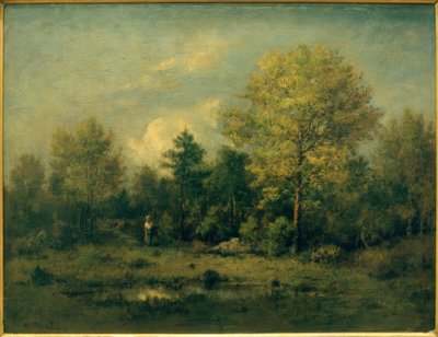 Paesaggio con stagno nel bosco da Narcisse Diaz de la Pena