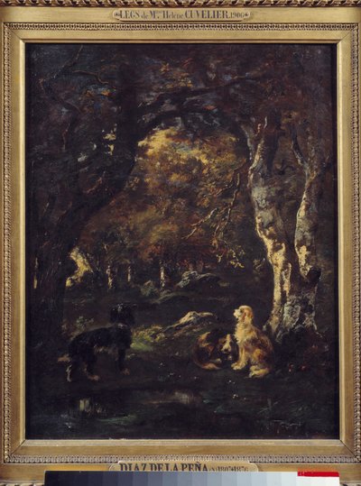 Cani nella foresta, dipinto di Narcisse Diaz de la Peña da Narcisse Virgile Diaz de la Peña