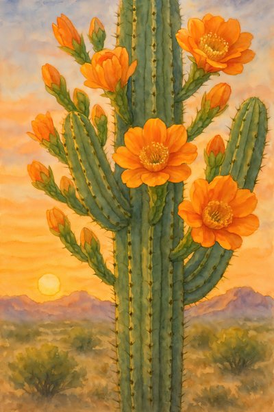 Cactus in fiore al tramonto da Natalie Bruns