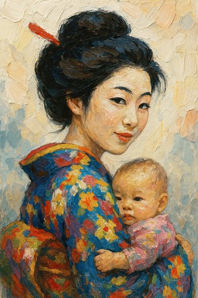 Madre e bambino giapponesi da Natalie Bruns