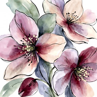 Fiori acquerellati in rosa da Natalie Bruns
