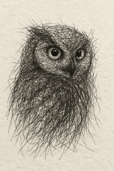 Lo sguardo del gufo scarabocchiato da Natalie Bruns