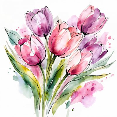 Mazzo di tulipani ad acquerello da Natalie Bruns