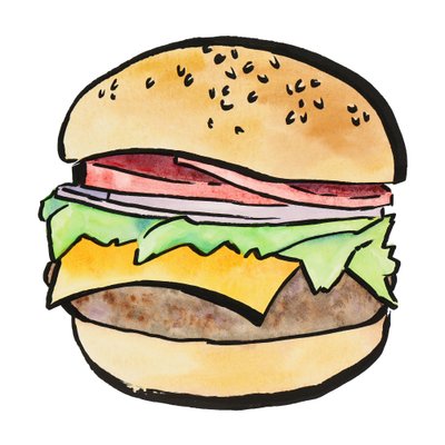 Cheeseburger acquerellato da Natalie Bruns