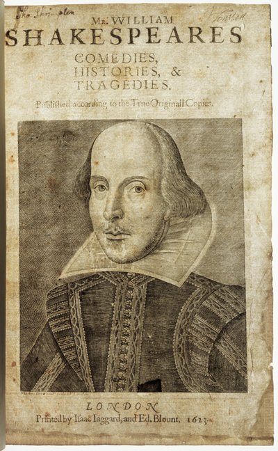 Ritratto di William Shakespeare sul frontespizio di Commedie, storie e tragedie da Nathan Benn