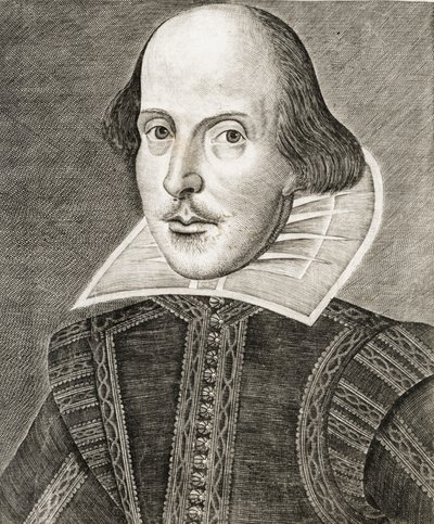 Ritratto di William Shakespeare sul frontespizio di Commedie, storie e tragedie i... da Nathan Benn