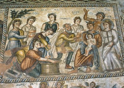Mosaico romano nella villa Casa di Aion da Nathan Benn