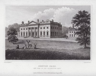 Denton Park, la residenza di Sir C H Ibbotson (incisione) da Nathaniel (after) Whittock