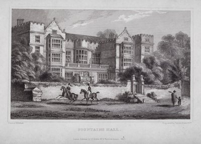 Fountains Hall (incisione) da Nathaniel (after) Whittock