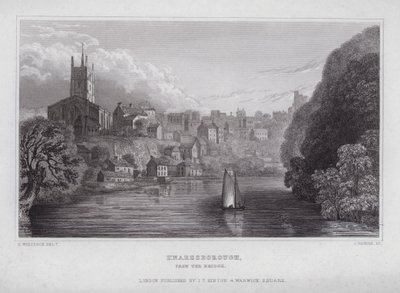Knaresborough, dal ponte da Nathaniel (after) Whittock