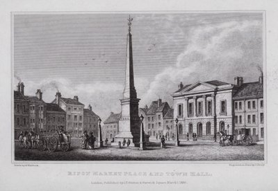 Piazza del mercato e municipio di Ripon da Nathaniel (after) Whittock