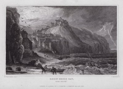 Robin Hoods Bay, vicino a Whitby da Nathaniel (after) Whittock