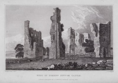 Rovine del castello di Sheriff Hutton da Nathaniel (after) Whittock