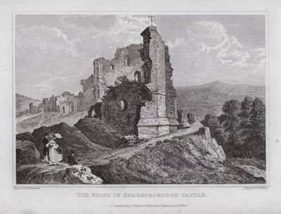 Le rovine del castello di Knaresborough (incisione) da Nathaniel (after) Whittock