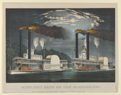 Corsa di mezzanotte sul Mississippi, 1875 da Currier and Ives