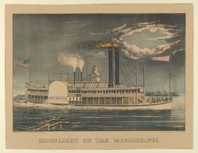 Chiaro di luna sul Mississippi, 1872-74 da Currier and Ives