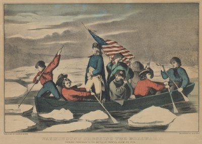 Washington attraversa il Delaware - Sera precedente alla battaglia di Trenton, dicembre..., 1857-71 da Currier and Ives