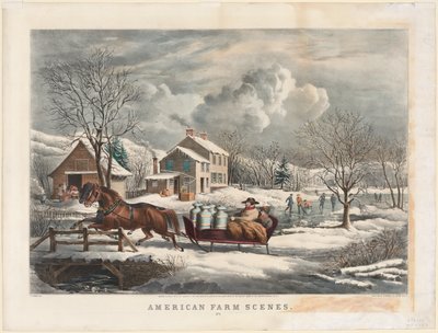 Scene di fattoria americana, inverno, 1853 da Nathaniel Currier